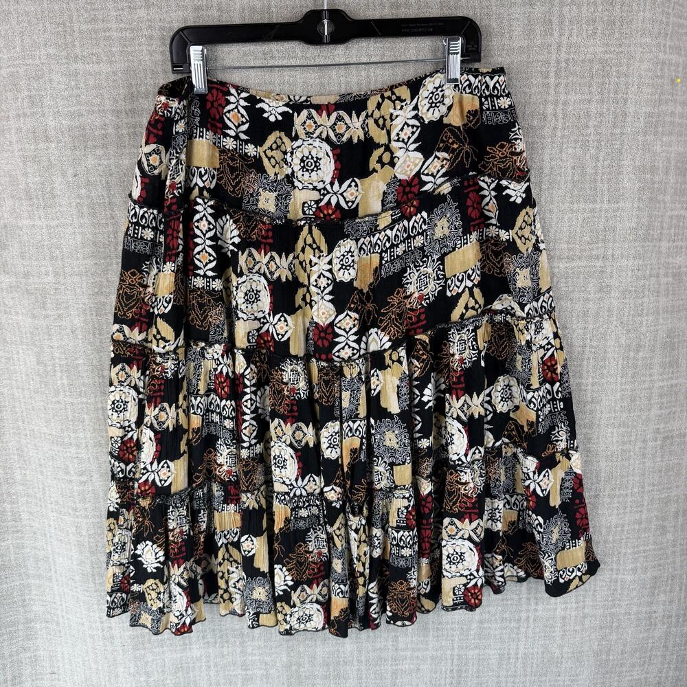 Sag Harbor Skirt Womens 6P Black Peasant Pull On Elastic Waist Layered Pleated